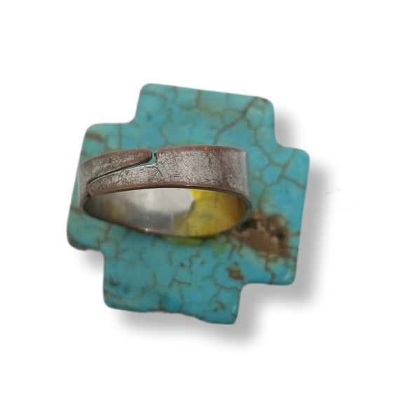 VINTAGE TURQUOISE STONE CROSS EARRINGS & MATCHING RING SET - Picture 6 of 6